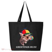 Greetings Huzz Funny Gen Z Gen Alpha Slang Silly Cat Meme 25L Jumbo Tote