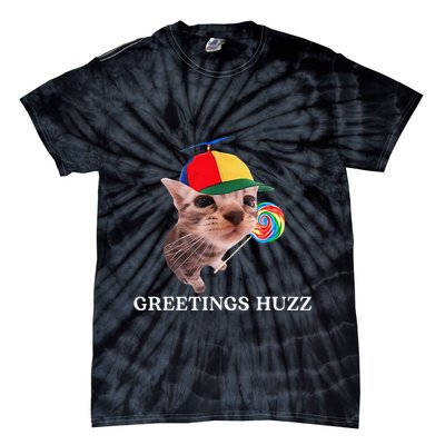 Greetings Huzz Funny Gen Z Gen Alpha Slang Silly Cat Meme Tie-Dye T-Shirt
