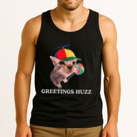 Greetings Huzz Funny Gen Z Gen Alpha Slang Silly Cat Meme Tank Top