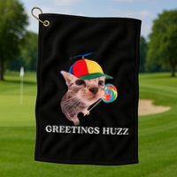 Greetings Huzz Funny Gen Z Gen Alpha Slang Silly Cat Meme Golf Towel