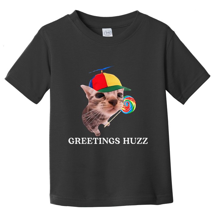 Greetings Huzz Funny Gen Z Gen Alpha Slang Silly Cat Meme Toddler T-Shirt