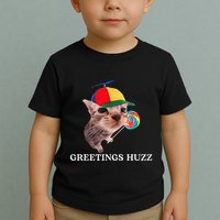 Greetings Huzz Funny Gen Z Gen Alpha Slang Silly Cat Meme Toddler T-Shirt