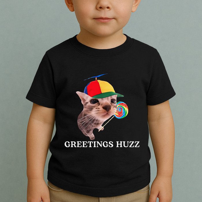 Greetings Huzz Funny Gen Z Gen Alpha Slang Silly Cat Meme Toddler T-Shirt