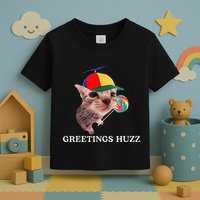 Greetings Huzz Funny Gen Z Gen Alpha Slang Silly Cat Meme Toddler T-Shirt