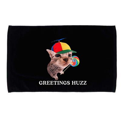 Greetings Huzz Funny Gen Z Gen Alpha Slang Silly Cat Meme Microfiber Hand Towel