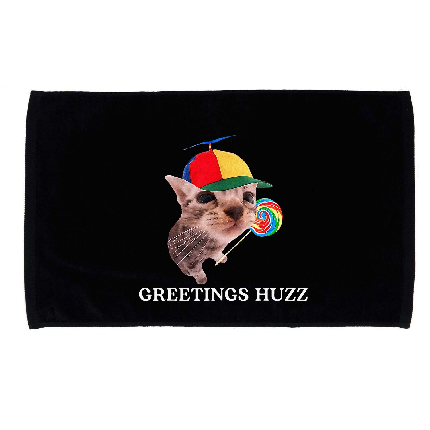 Greetings Huzz Funny Gen Z Gen Alpha Slang Silly Cat Meme Microfiber Hand Towel