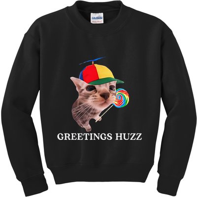 Greetings Huzz Funny Gen Z Gen Alpha Slang Silly Cat Meme Kids Sweatshirt