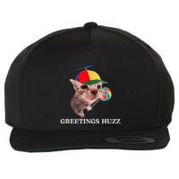 Greetings Huzz Funny Gen Z Gen Alpha Slang Silly Cat Meme Wool Snapback Cap