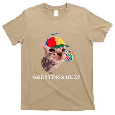 Greetings Huzz Funny Gen Z Gen Alpha Slang Silly Cat Meme T-Shirt
