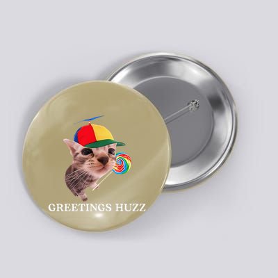 Greetings Huzz Funny Gen Z Gen Alpha Slang Silly Cat Meme Button