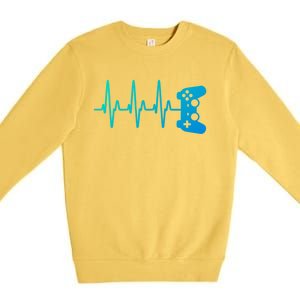 Gamer Heartbeat For Gaming Gift Premium Crewneck Sweatshirt