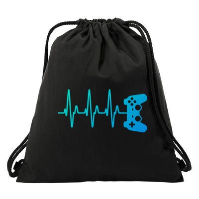 Gamer Heartbeat For Gaming Gift Drawstring Bag