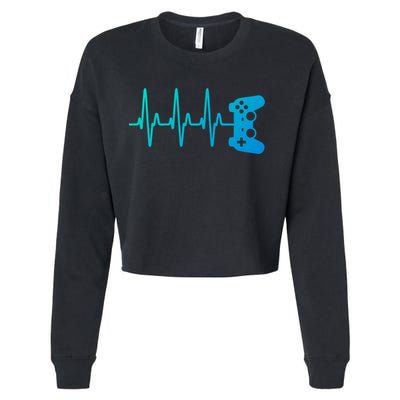 Gamer Heartbeat For Gaming Gift Cropped Pullover Crew