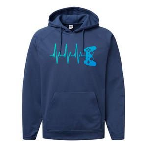 Gamer Heartbeat For Gaming Gift Performance Fleece Hoodie