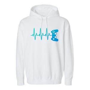 Gamer Heartbeat For Gaming Gift Garment-Dyed Fleece Hoodie