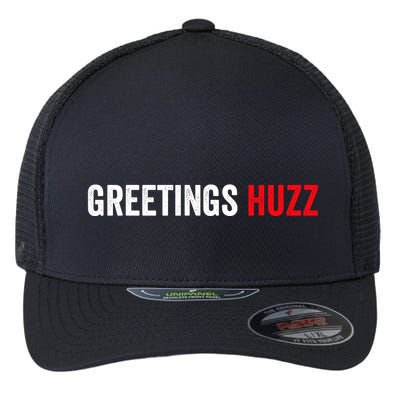 Greetings Huzz Funny Gen Z Gen Alpha Slang Meme Flexfit Unipanel Trucker Cap