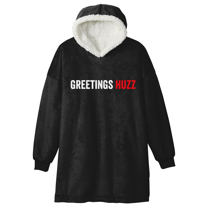 Greetings Huzz Funny Gen Z Gen Alpha Slang Meme Hooded Wearable Blanket