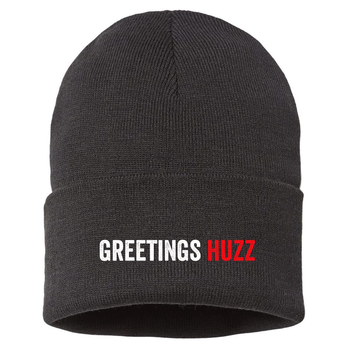 Greetings Huzz Funny Gen Z Gen Alpha Slang Meme Sustainable Knit Beanie