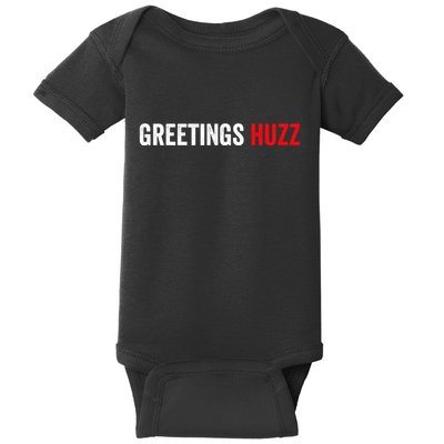 Greetings Huzz Funny Gen Z Gen Alpha Slang Meme Baby Bodysuit