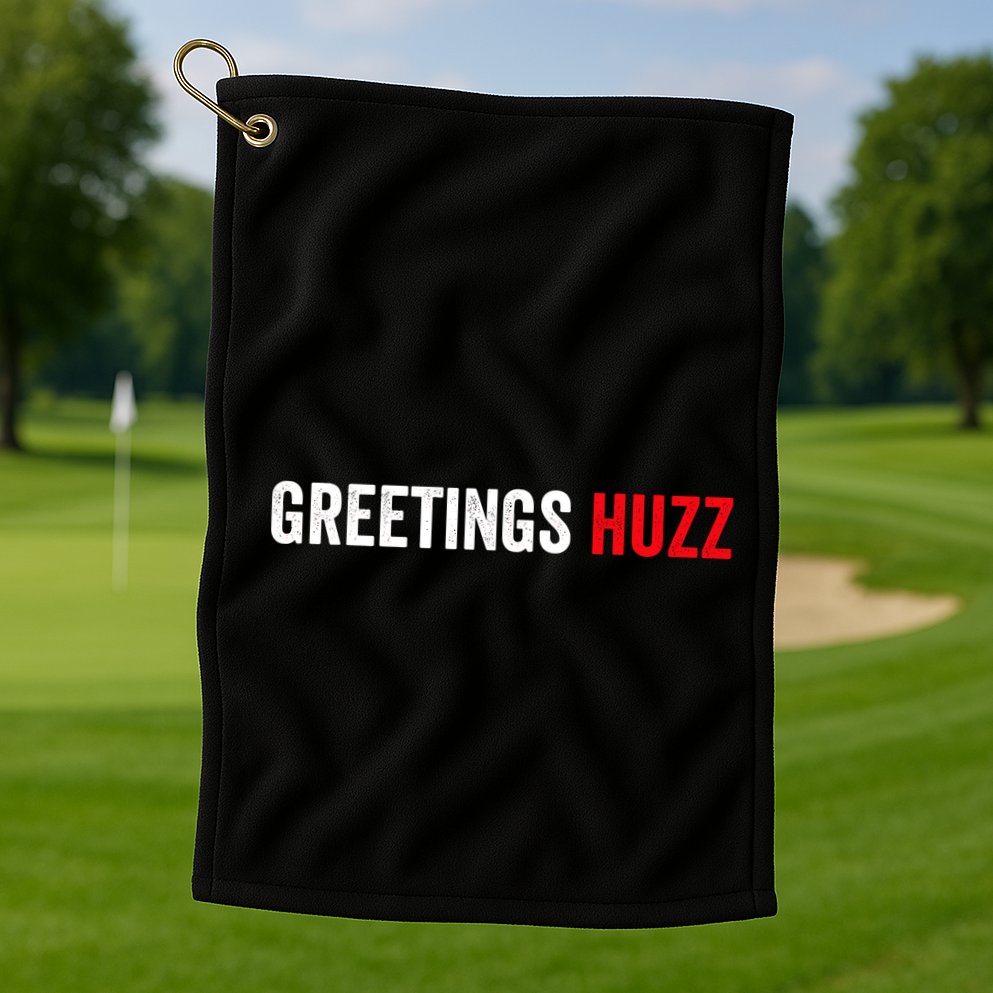 Greetings Huzz Funny Gen Z Gen Alpha Slang Meme Golf Towel