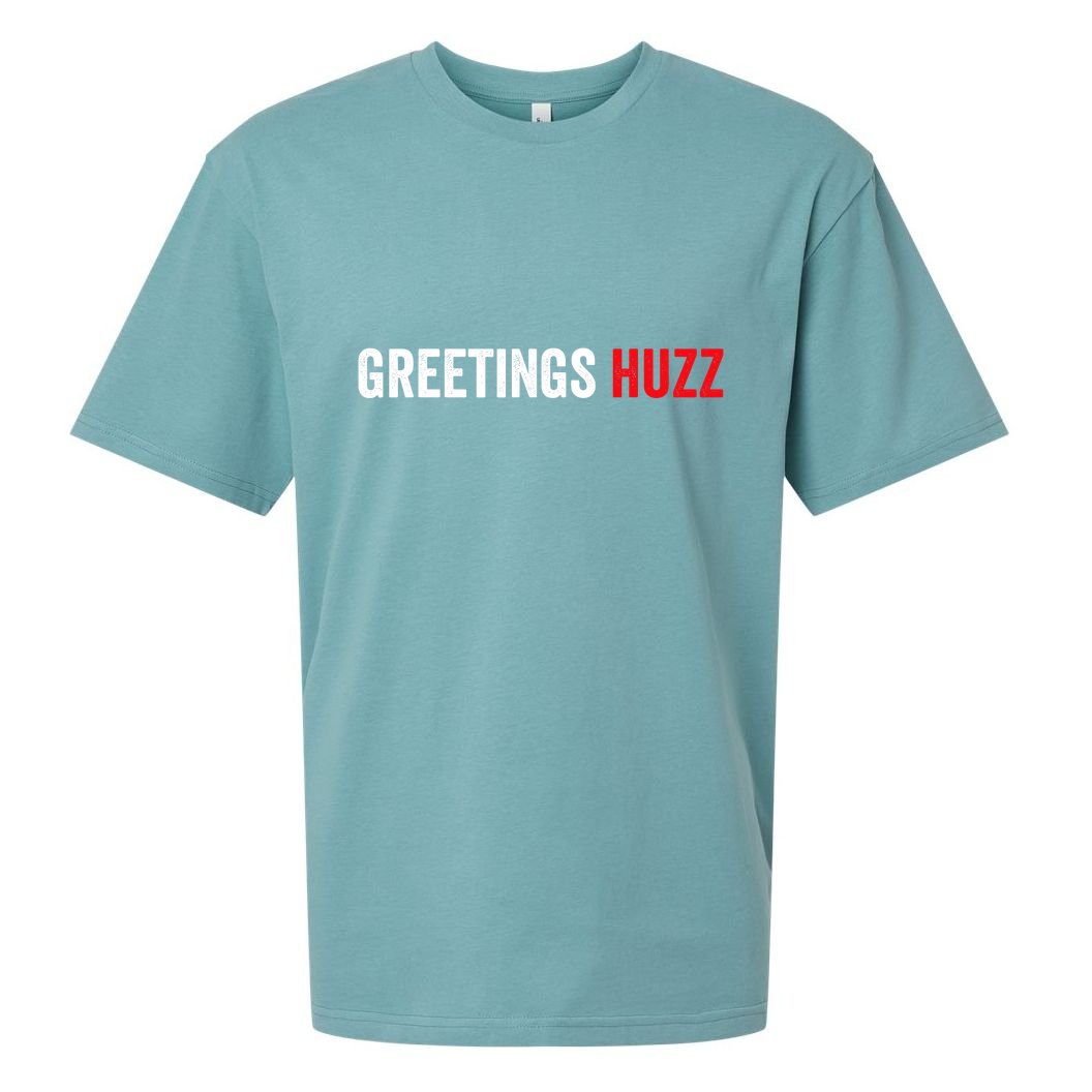 Greetings Huzz Funny Gen Z Gen Alpha Slang Meme Sueded Cloud Jersey T-Shirt