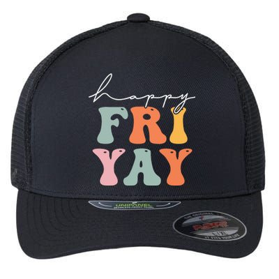 Groovy Happy Fri-yay! Teachers Weekend Friday Teacher TGIF Flexfit Unipanel Trucker Cap