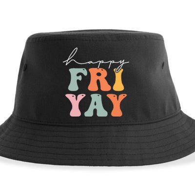 Groovy Happy Fri-yay! Teachers Weekend Friday Teacher TGIF Sustainable Bucket Hat