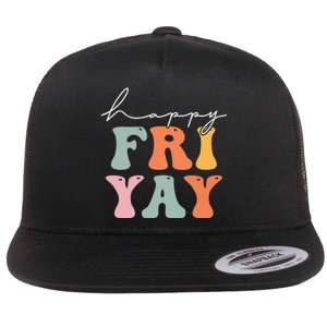 Groovy Happy Fri-yay! Teachers Weekend Friday Teacher TGIF Flat Bill Trucker Hat