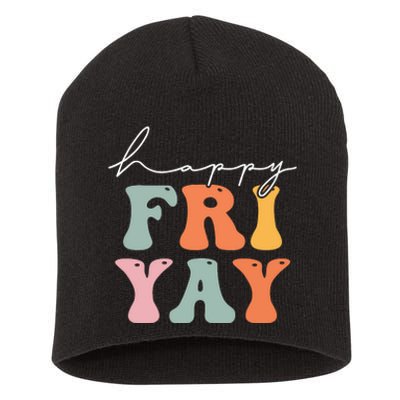 Groovy Happy Fri-yay! Teachers Weekend Friday Teacher TGIF Short Acrylic Beanie