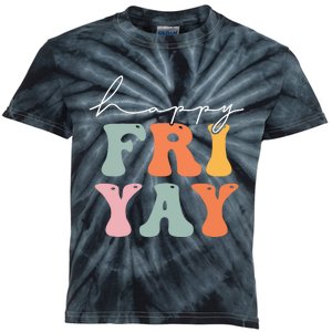 Groovy Happy Fri-yay! Teachers Weekend Friday Teacher TGIF Kids Tie-Dye T-Shirt