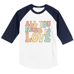 Groovy Hippie Flower All You Need Is Love Gift Baseball Sleeve Shirt