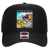 Greetings Huzz Funny Gen Z Gen Alpha Slang Meme Gift High Crown Mesh Back Trucker Hat