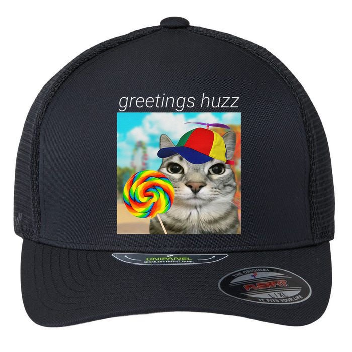 Greetings Huzz Funny Gen Z Gen Alpha Slang Meme Gift Flexfit Unipanel Trucker Cap