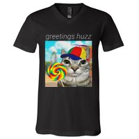 Greetings Huzz Funny Gen Z Gen Alpha Slang Meme Gift V-Neck T-Shirt