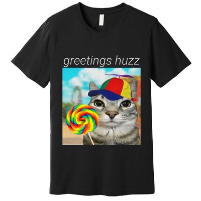 Greetings Huzz Funny Gen Z Gen Alpha Slang Meme Gift Premium T-Shirt