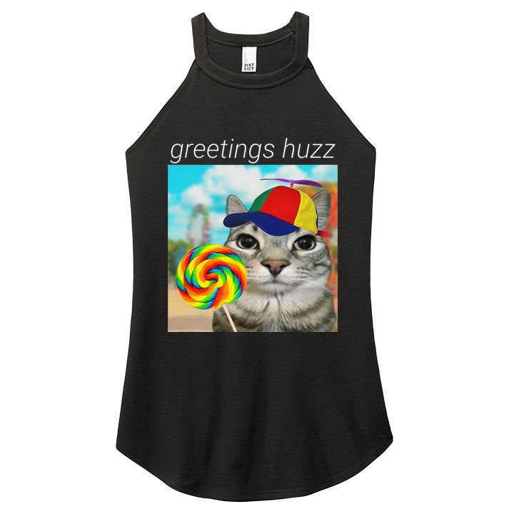 Greetings Huzz Funny Gen Z Gen Alpha Slang Meme Gift Women's Perfect Tri Rocker Tank