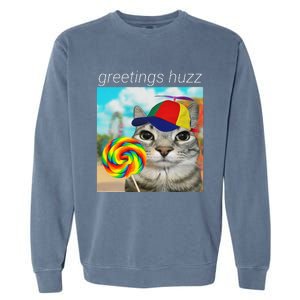 Greetings Huzz Funny Gen Z Gen Alpha Slang Meme Gift Garment-Dyed Sweatshirt