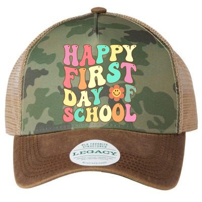Groovy Happy First Day Of School Teacher Back To School Cool Gift Legacy Tie Dye Trucker Hat
