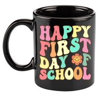 Groovy Happy First Day Of School Teacher Back To School Cool Gift 11oz C Handle Ceramic Mug