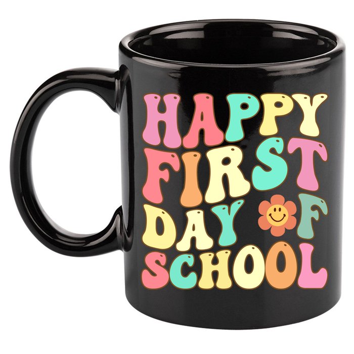 Groovy Happy First Day Of School Teacher Back To School Cool Gift 11oz C Handle Ceramic Mug