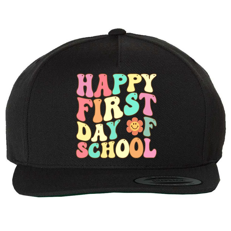 Groovy Happy First Day Of School Teacher Back To School Cool Gift Wool Snapback Cap