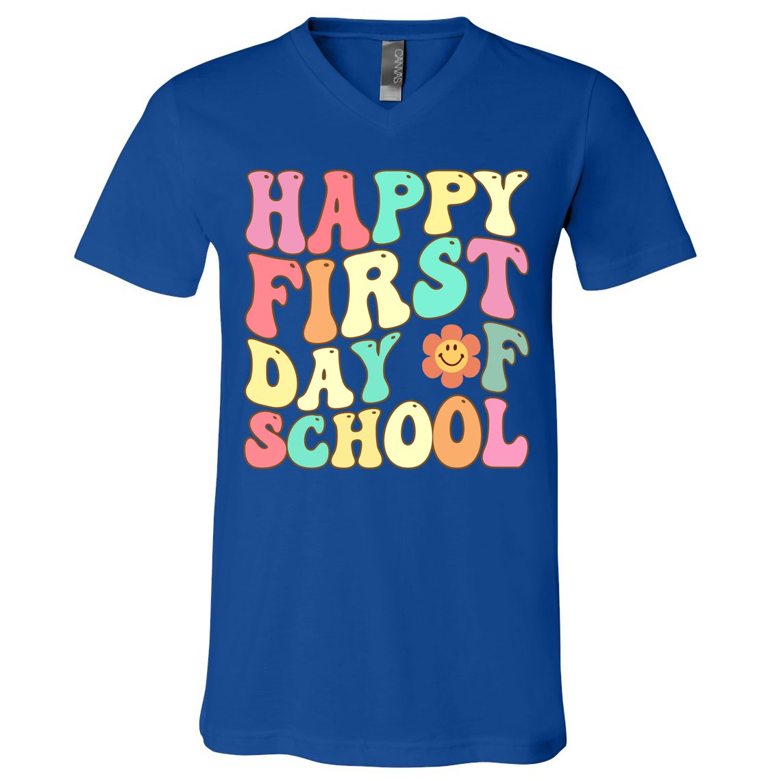 Groovy Happy First Day Of School Teacher Back To School Cool Gift V-Neck T-Shirt