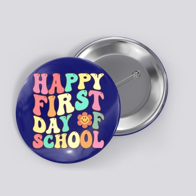 Groovy Happy First Day Of School Teacher Back To School Cool Gift Button