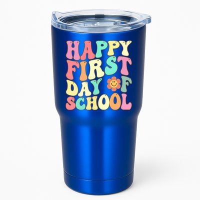 Groovy Happy First Day Of School Teacher Back To School Cool Gift Tumbler