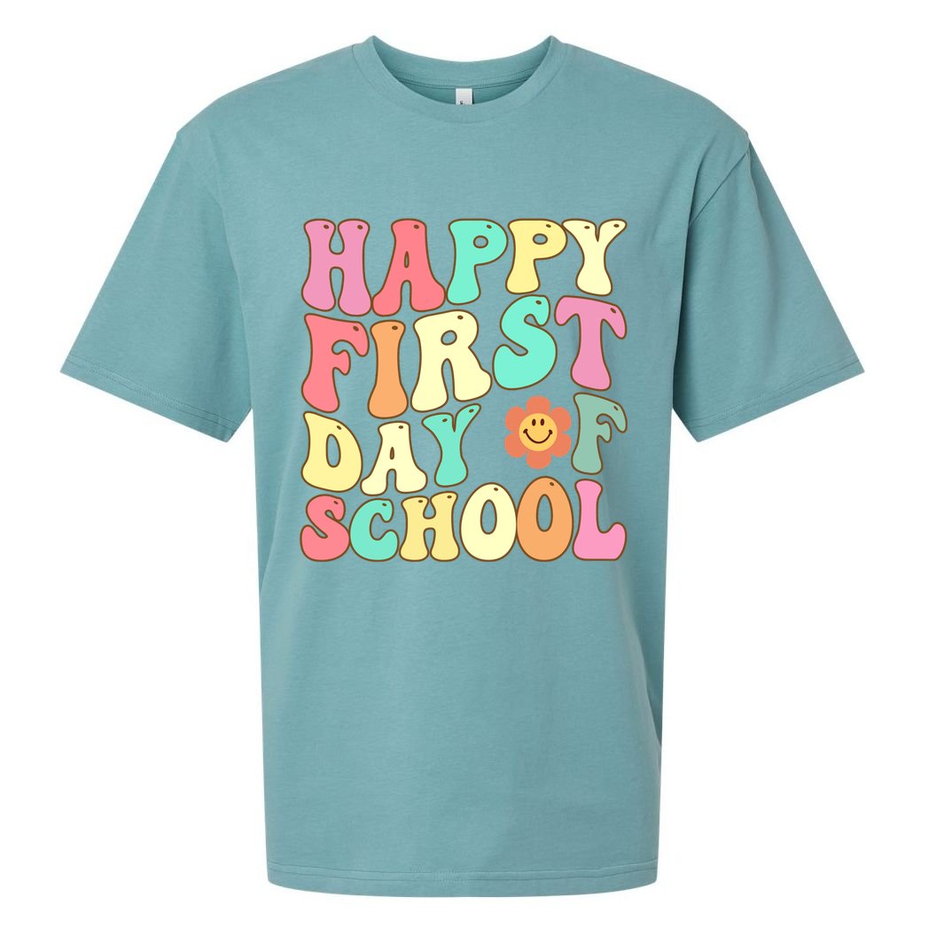 Groovy Happy First Day Of School Teacher Back To School Cool Gift Sueded Cloud Jersey T-Shirt