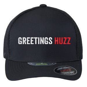 Greetings Huzz Funny Gen Z Gen Alpha Slang Viral Flexfit Unipanel Trucker Cap