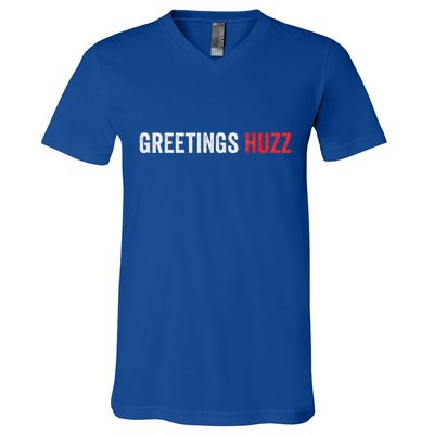 Greetings Huzz Funny Gen Z Gen Alpha Slang Viral V-Neck T-Shirt