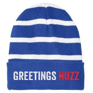 Greetings Huzz Funny Gen Z Gen Alpha Slang Viral Striped Beanie with Solid Band