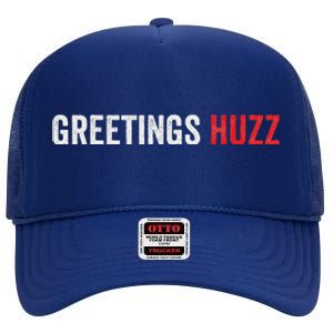 Greetings Huzz Funny Gen Z Gen Alpha Slang Viral High Crown Mesh Back Trucker Hat