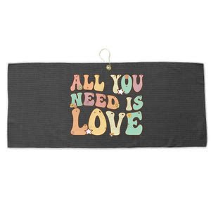 Groovy Hippie Flower All You Need Is Love Gift Large Microfiber Waffle Golf Towel